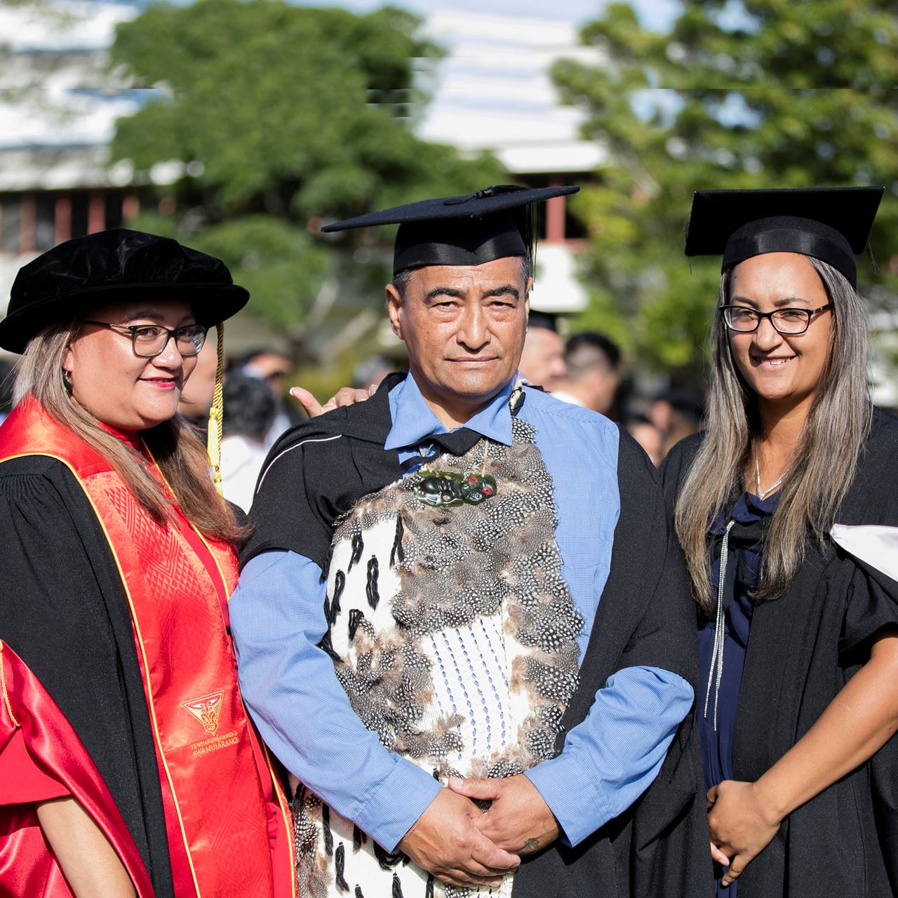 Left: Ruahuihui Birney Ahomiro- Robinson – Doctor of Philiosophy Education Middle: Henare (Hori) Ahomiro Master of Indigenous Studies Right: Kirimatao Ahomiro - Masters of Māori Studies.